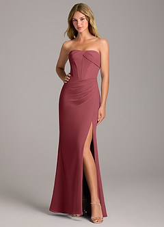 Azazie Chantel Bridesmaid Dresses Merlot Sheath Strapless Chiffon Convertible Dress image3