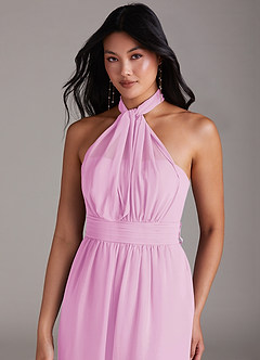 Azazie Lamara Bridesmaid Dresses Candy Pink Off the Shoulder Chiffon Convertible Jumpsuit image2