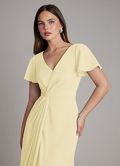 Azazie Kaya Brautjungfernkleider A-Linie Plissee Chiffon Kleid Zitronensorbet image3