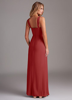 Azazie Denice Bridesmaid Dresses Rust Sheath Pleated Chiffon Dress image6