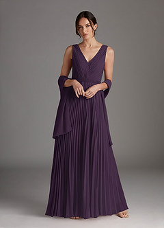Azazie Kris Mother of the Bride Dresses Plum A-Line Sequins Chiffon Dress image1