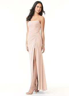 Azazie Darria Robes de demoiselle d'honneur Robe Fourreau Convertible en Mousseline extensible Plissee mit quadratischem Ausschnitt Rose Pâle image3