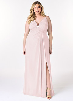 Azazie Maren Allure Bridesmaid Dresses A-Line V-Neck Lace Chiffon Floor-Length Dress image6