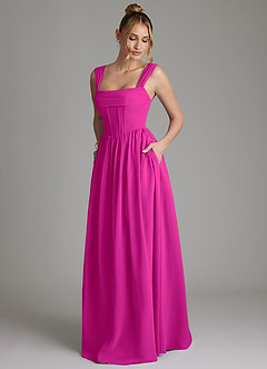 Azazie Caterina Bridesmaid Dresses Fuchsia A-Line Corset Chiffon Dress image5