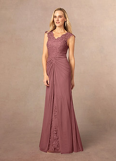 Azazie Jovie Mother of the Bride Dresses Desert Rose A-Line Lace Dress image2