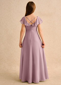 Azazie Nari Junior Formal Blumenmädchenkleider A-Linie mit ärmel Chiffon Kleid Altrosa image7