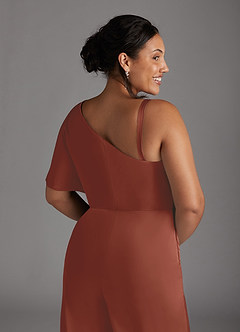 Azazie Hagretta Mother of the Bride Dresses Auburn Jumpsuit/Pantsuit Stretch Satin Dress image11