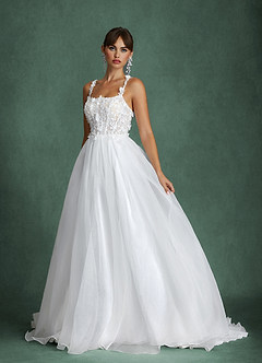 Azazie Gabrielle Wedding Dresses Diamond White Ball-Gown Tulle Dress image1