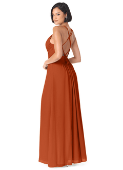 Azazie Farren Bridesmaid Dresses Burnt Orange A-Line Pleated Chiffon Convertible Dress image5