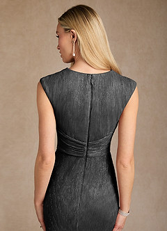 Azazie Salem Kleider für die Brautmutter A-Linie Plissee Metallisches Netz Kleid Schwarz image7