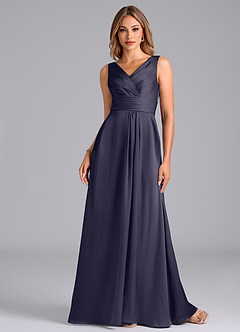 Azazie Karina Bridesmaid Dresses Stormy A-Line Pleated Stretch Satin Dress image4