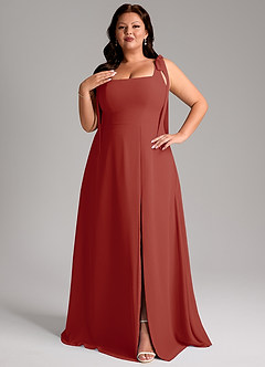 Azazie Debra Bridesmaid Dresses Terracotta A-Line with Pockets Chiffon Convertible Dress image10