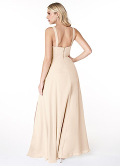 Azazie Jay Bridesmaid Dresses White Alabaster A-Line Square Neckline Side Slit Chiffon Dress image2