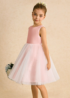 Azazie Esme Abiti da Ragazza di Fiori Abito Principessa in Tulle Fiocco Avorio Rosetta image4