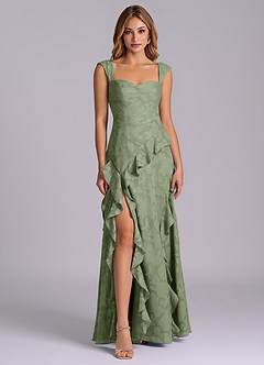 Azazie Sloane Bridesmaid Dresses Pistachio A-Line Sweetheart Neckline Floral Burnout Dress image1