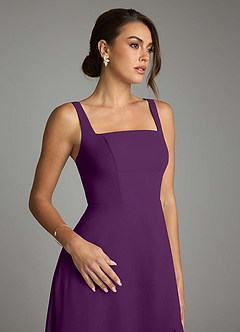 Azazie Debra Bridesmaid Dresses Grape A-Line with Pockets Chiffon Convertible Dress image3