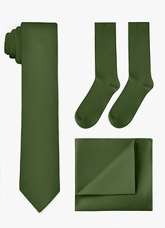 Matching Skinny Tie & Pocket Square & Socks Set