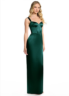 Azazie Alexis Final Sale Dusty Sage Sheath Sweetheart Neckline Metallic Satin Dress image2