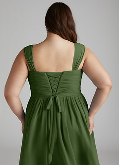 Azazie Angie Bridesmaid Dresses Olive A-Line Corset Chiffon Dress image15