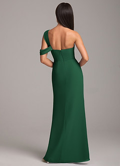 Azazie Wynter Vestidos de damas de honor Vestido de Verde Oscuro de Gasa de Corte Recto con Vestidos sin tirantes image6