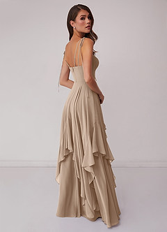 Barbie ♥ Azazie Bridesmaid Dresses Taupe A-Line Bow Chiffon Dress image2