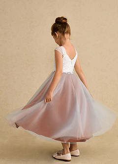 Azazie Momo Flower Girl Dresses Ivory Burnt Orange A-Line Lace Dress image4