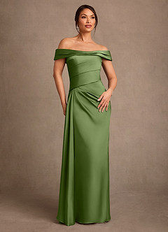 Azazie Beah Mère de la mariée Robes Robe Fourreau en Satin extensible Épaule décolletée Genévrier image1