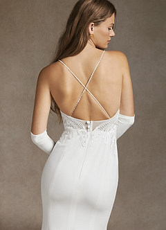 Azazie Saffron Robes de mariée Robe Sirène en Crêpe Élastique Paillettes Sweetheart Blanc De Diamant image8