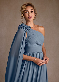 Azazie Lancaster Kleider für die Brautmutter A-Linie One-Shoulder Chiffon Kleid Zwielichtviolett image4