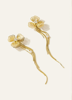 front Pendientes llamativos de pétalos y borlas