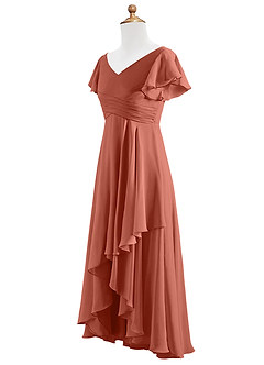 Azazie Caria Junior Clay A-Line Pleated Chiffon Dress image9