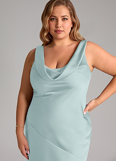 Azazie Rylina Brautjungfernkleider Meerjungfrau-Linie Stretch-Satin Kleid Nebel image11