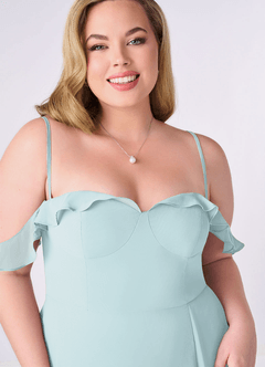 Barbie ♥ Azazie Bridesmaid Dresses Mist A-Line Off the Shoulder Chiffon Convertible Dress image8