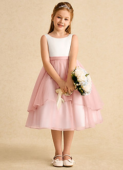 Azazie Rene Flower Girl Dresses Ivory Rosette A-Line Bow Tulle Dress image6