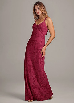 Azazie Aliza 신부 들러리 드레스 A라인 플로럴 번아웃 바닥 길이 드레스 image4