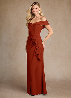 Azazie Laredo Mother of the Bride Dresses Rust Mermaid Off the Shoulder Stretch Crepe Dress image5