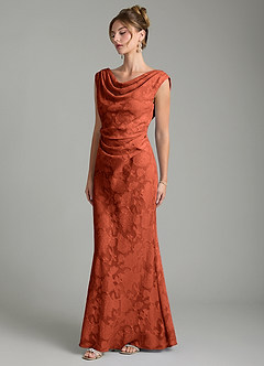 Azazie Kieryn Bridesmaid Dresses Auburn Mermaid Pleated Floral Burnout Dress image3