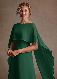 Azazie Marilla Klänningar till brudens mor Klä A-Line i Chiffong Plisserad Mörkgrön image8