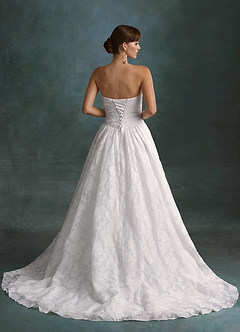 Azazie Nadine Wedding Dresses Diamond White A-Line Strapless Floral Burnout Dress image7