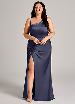 Azazie Madelyn Bridesmaid Dresses Stormy Mermaid One Shoulder Stretch Satin Convertible Dress image14