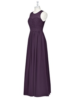 Azazie Nina Bridesmaid Dresses Plum A-Line Pleated Chiffon Dress image8