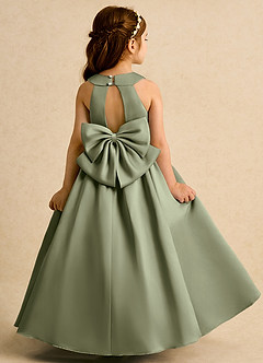 Azazie Daisies Flower Girl Dresses Pistachio Ball-Gown Bow Matte Satin Dress image7