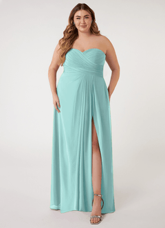 Azazie Arabella Allure Bridesmaid Dresses Aqua A-Line Sweetheart Neckline Chiffon Convertible Dress image12