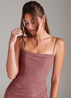 Azazie Leonis Bridesmaid Dresses Desert Rose Sheath Strapless Chiffon Convertible Dress image2