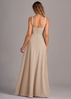 Azazie Debra Bridesmaid Dresses Taupe A-Line with Pockets Chiffon Convertible Dress image6