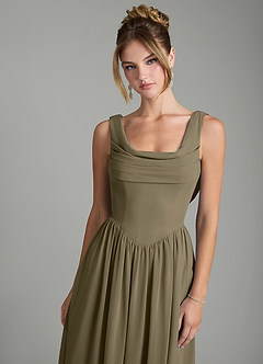 Azazie Novi Bridesmaid Dresses Willow Green A-Line Pleated Chiffon Dress image6