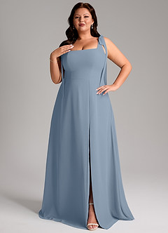 Azazie Debra Robes de demoiselle d'honneur Robe Trapèze Convertible en Mousseline de soie avec poches Bleu Poussiéreux image10