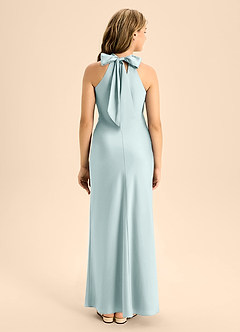 Azazie Doretta Junior Mist A-Line Pleated Stretch Satin Dress image2