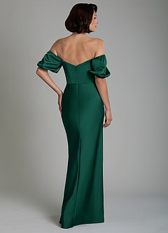 Azazie Lea Bridesmaid Dresses Emerald Mermaid Off the Shoulder Stretch Satin Convertible Dress image6