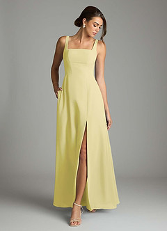 Azazie Debra Bridesmaid Dresses Lemon Sorbet A-Line with Pockets Chiffon Convertible Dress image4